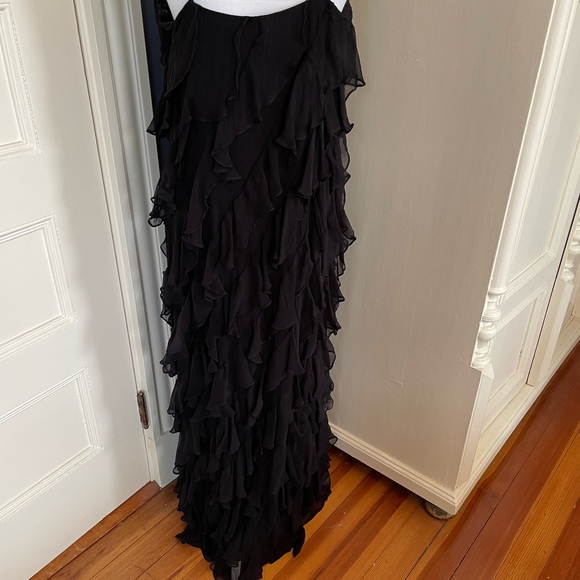 EUC BHLDN Jia Bias-Cut Ruffled V-Neck Gown 14 - Picture 7 of 8
